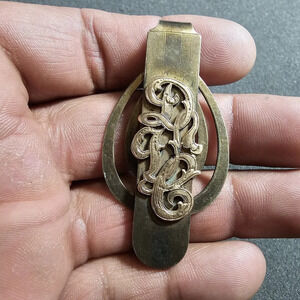 Vintage 12KT Gold Filled Monogram Initials "DVC" Ornate Money Clip